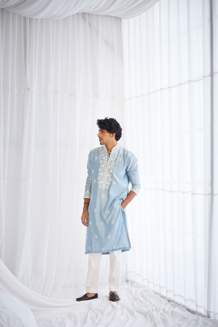 Powder Blue  Dori Work Kurta Set