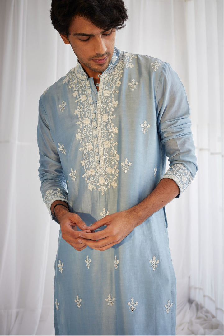 Powder Blue  Dori Work Kurta Set