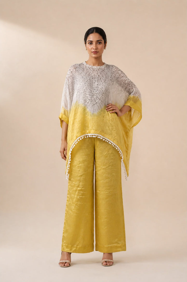 Tissue And Chanderi Shibori Kaftan Top