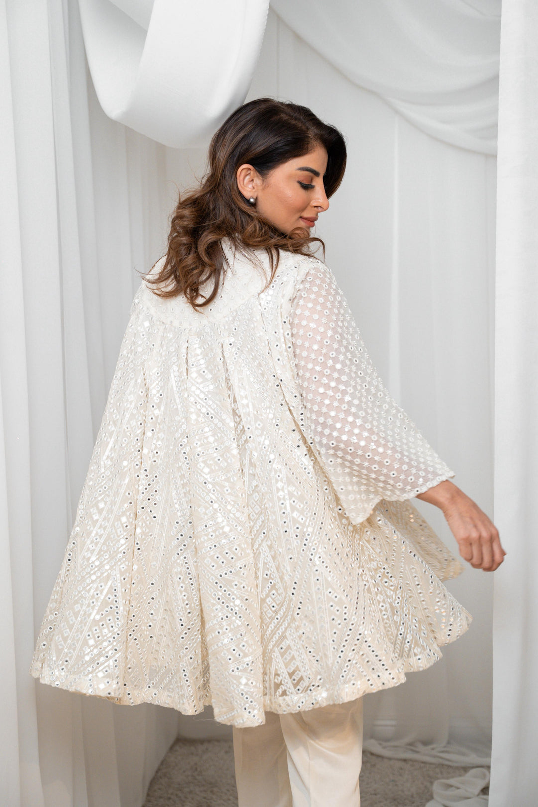 Rosemin in our A-Line Box Pleat Dress Jacket with Pants