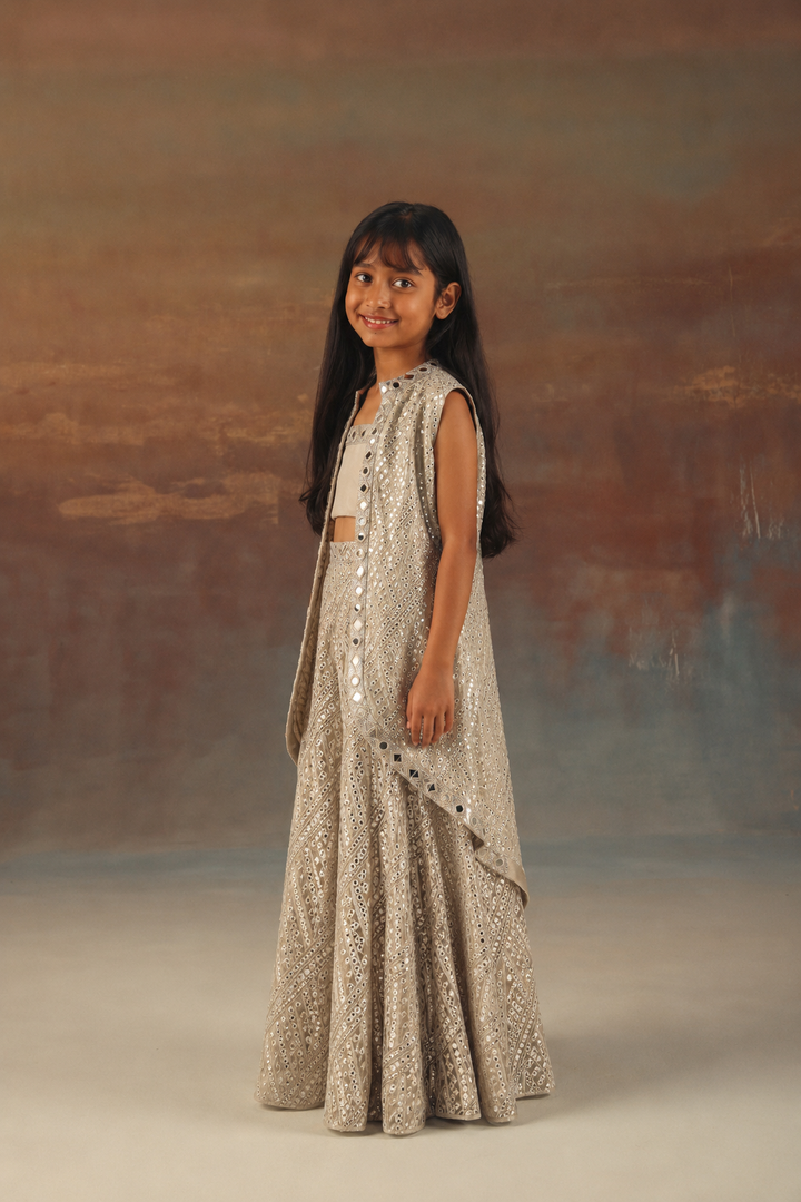 Long Asym Jacket with Bandeau and Flared Shararas