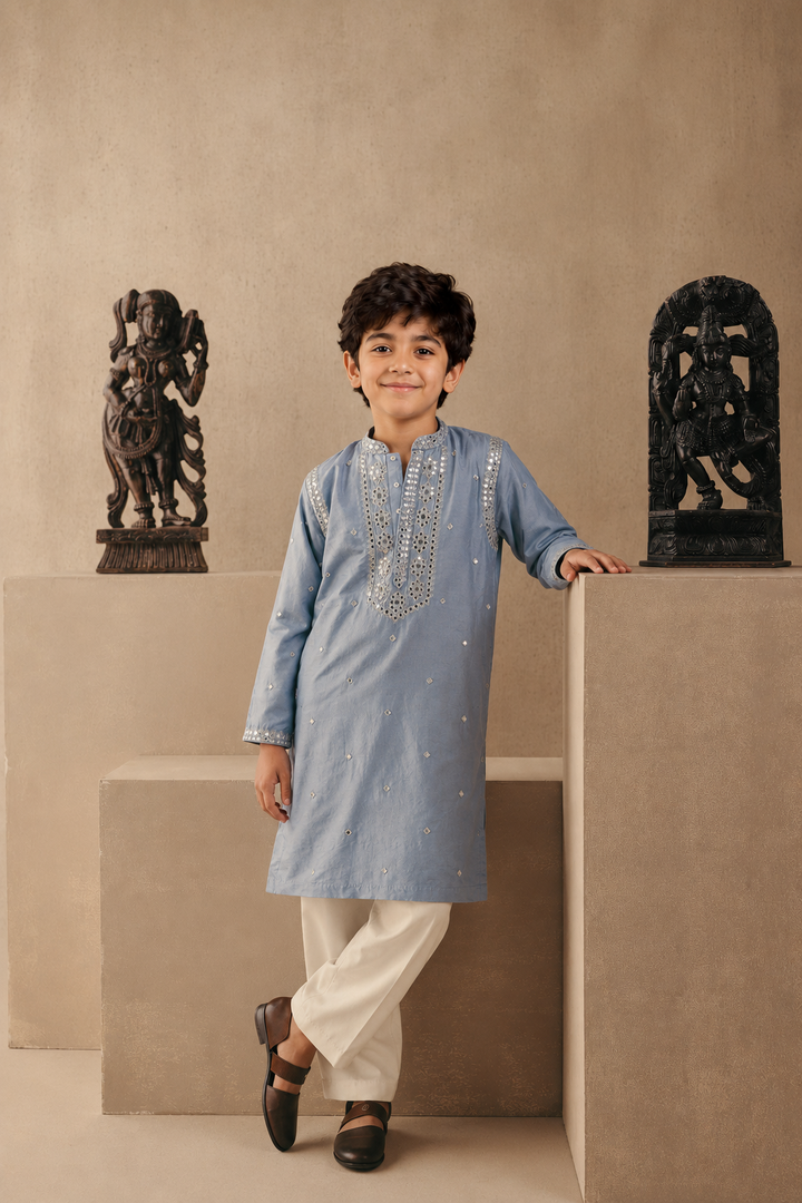 Mirror & Zari Embellished Kurta Set
