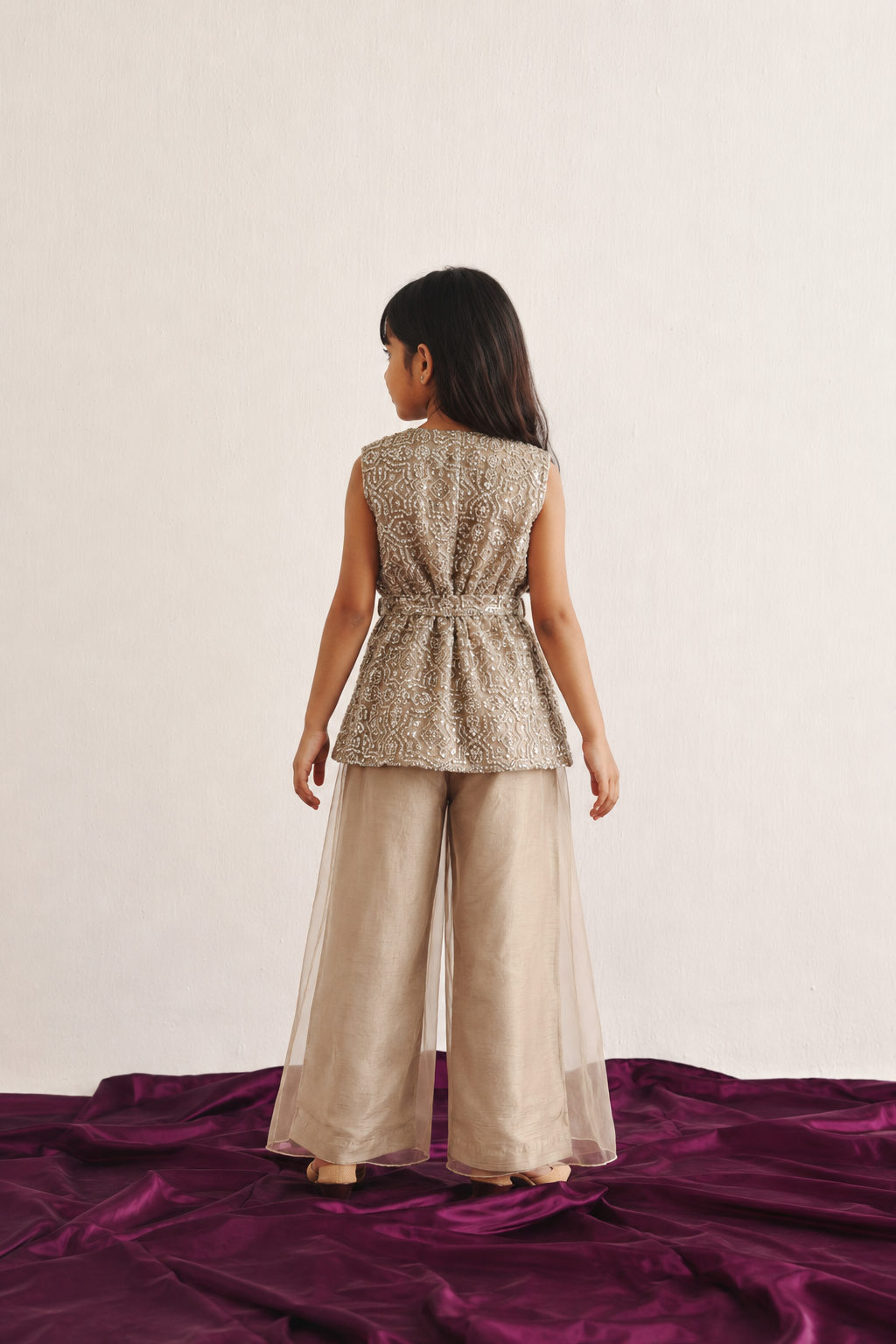Sleeveless Blazer with Double Layered Palazzos