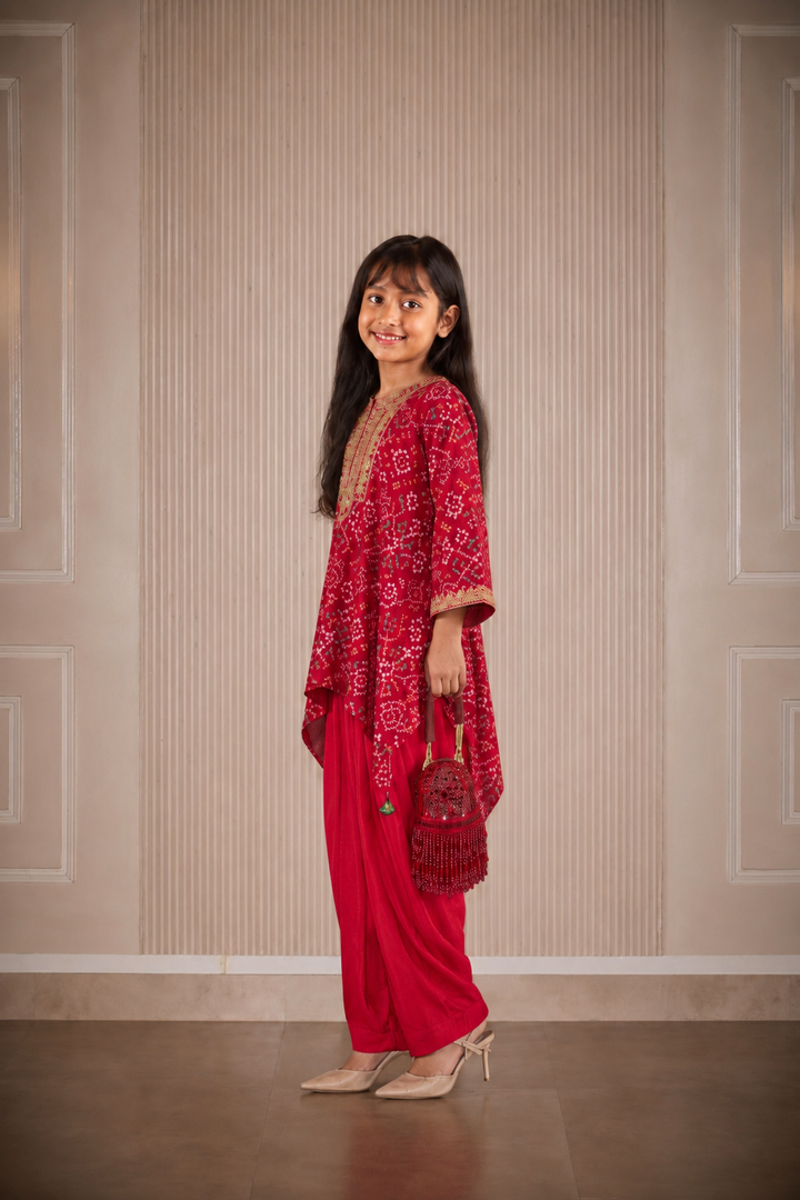 Short A Line Top With Dhoti Salwar