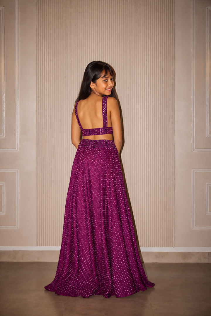 Raidana Bandhani Purple Lehanga Set