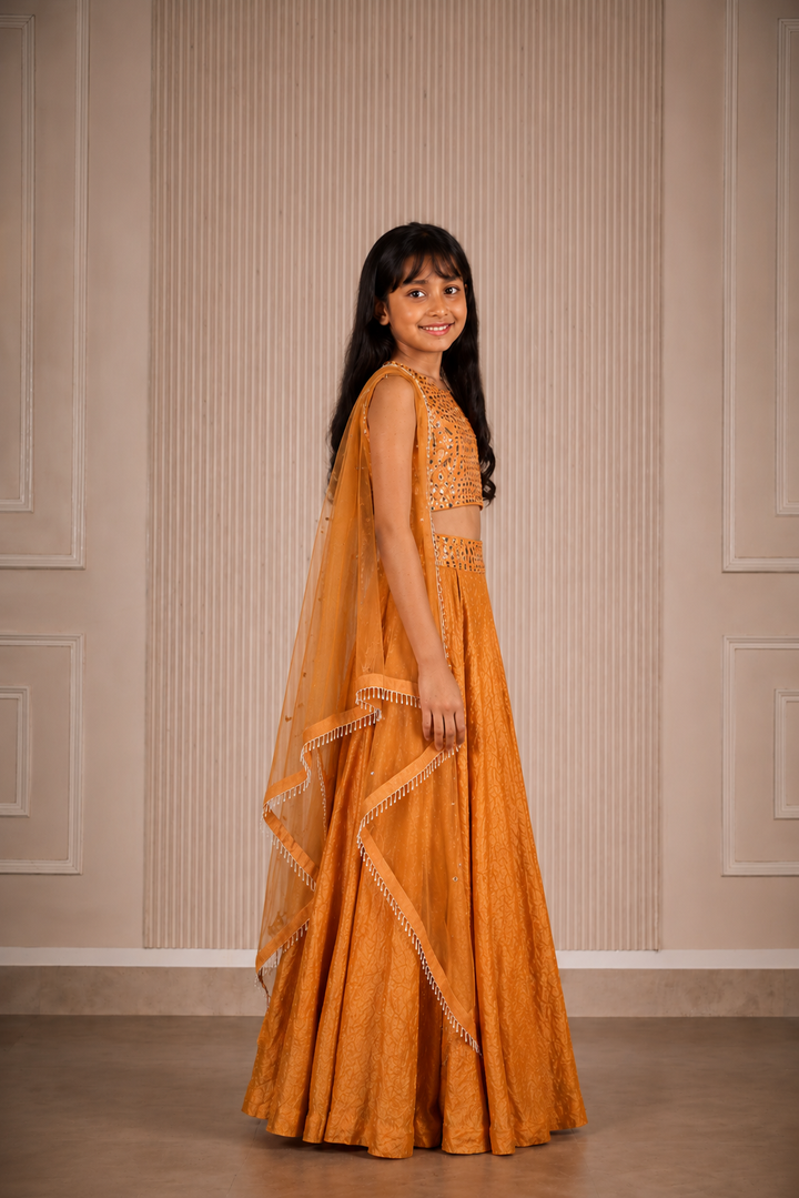 Raidana Bandhani Sharara Set With Mirror Work