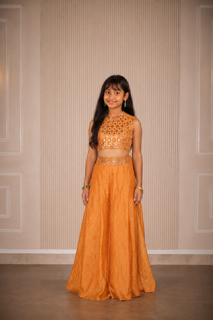 Raidana Bandhani Sharara Set With Mirror Work