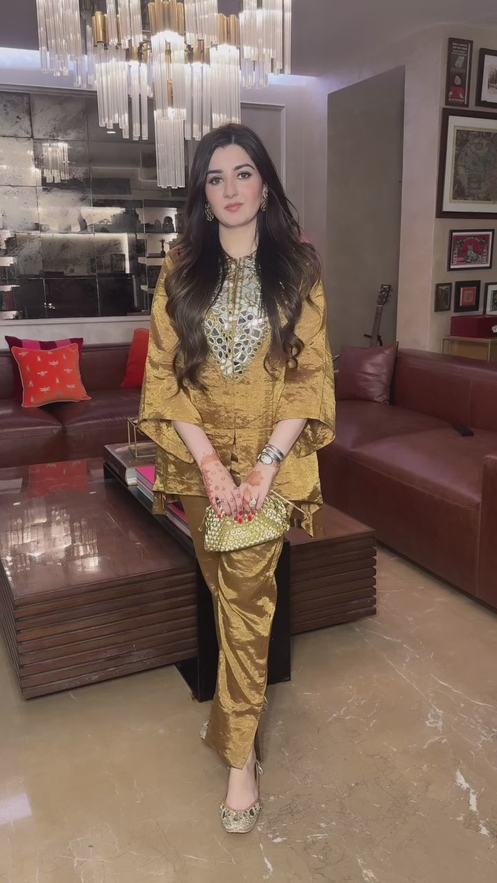 Mahima in our Mirror Embellished Tissue Jacket & Pants Set