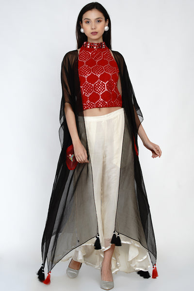 Organza Cape with Embellished Pockets