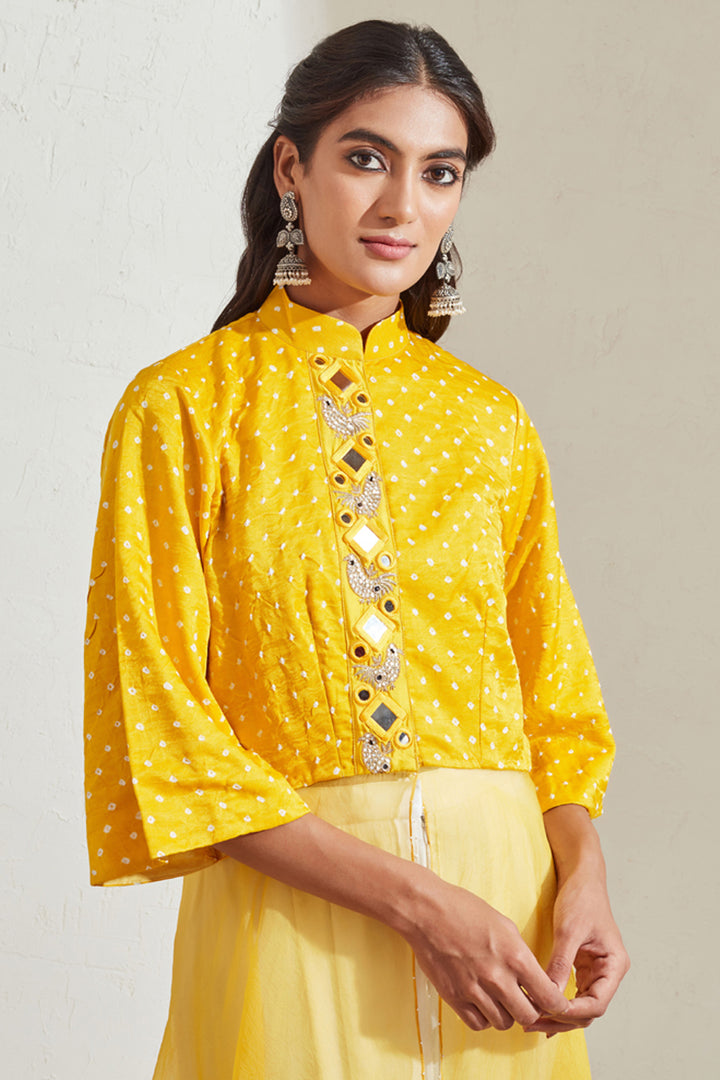 Bandhani Asymmetric Jacket