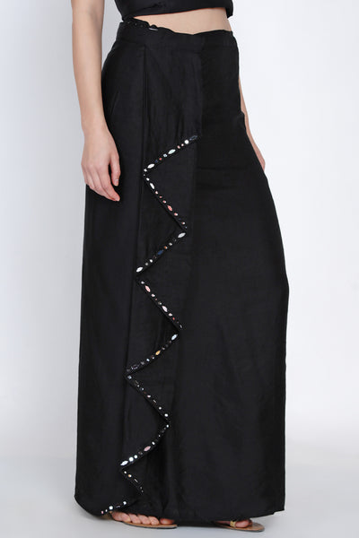Black Mirrorwork Loongi Skirt