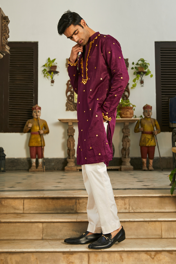 Gajji Silk Mirrorwork Kurta with Pants
