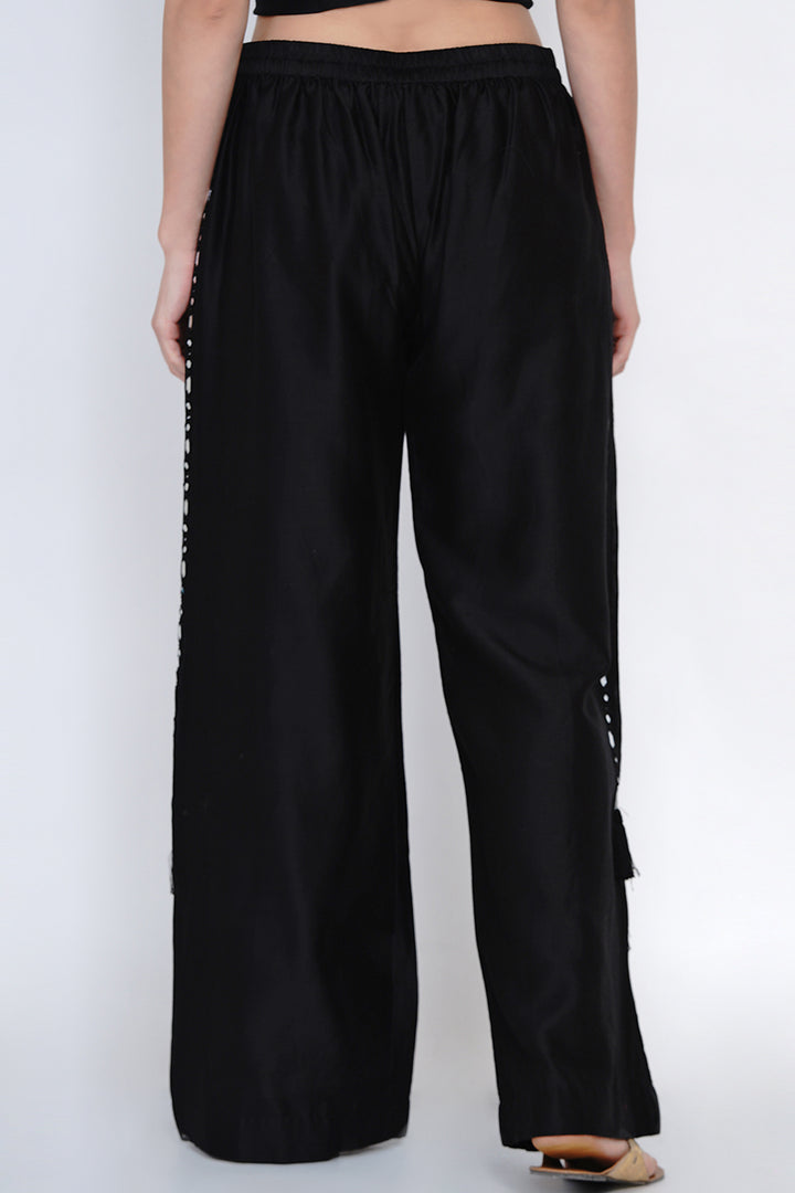 Black Mirrorwork Tassle Pants