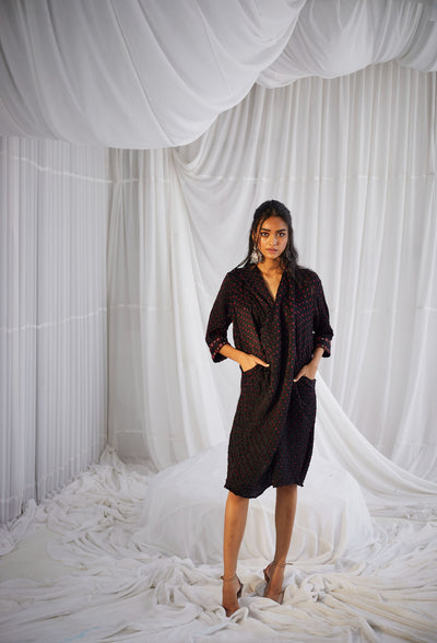 Rabari Bandhani Drape Pocket Dress